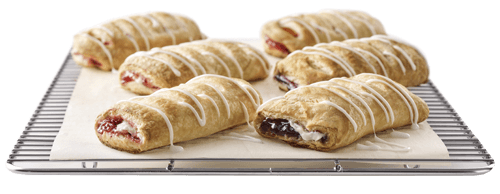 Photo of several pastries filled with jelly & cream cheese
