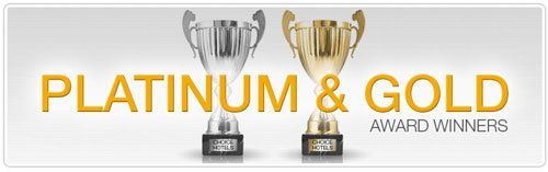 Choice Hotels Platinum & Gold award trophies