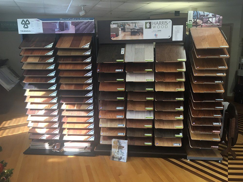 A display of hardwood floors in a store