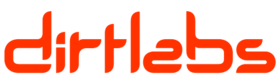 A red dirtlabs logo on a white background