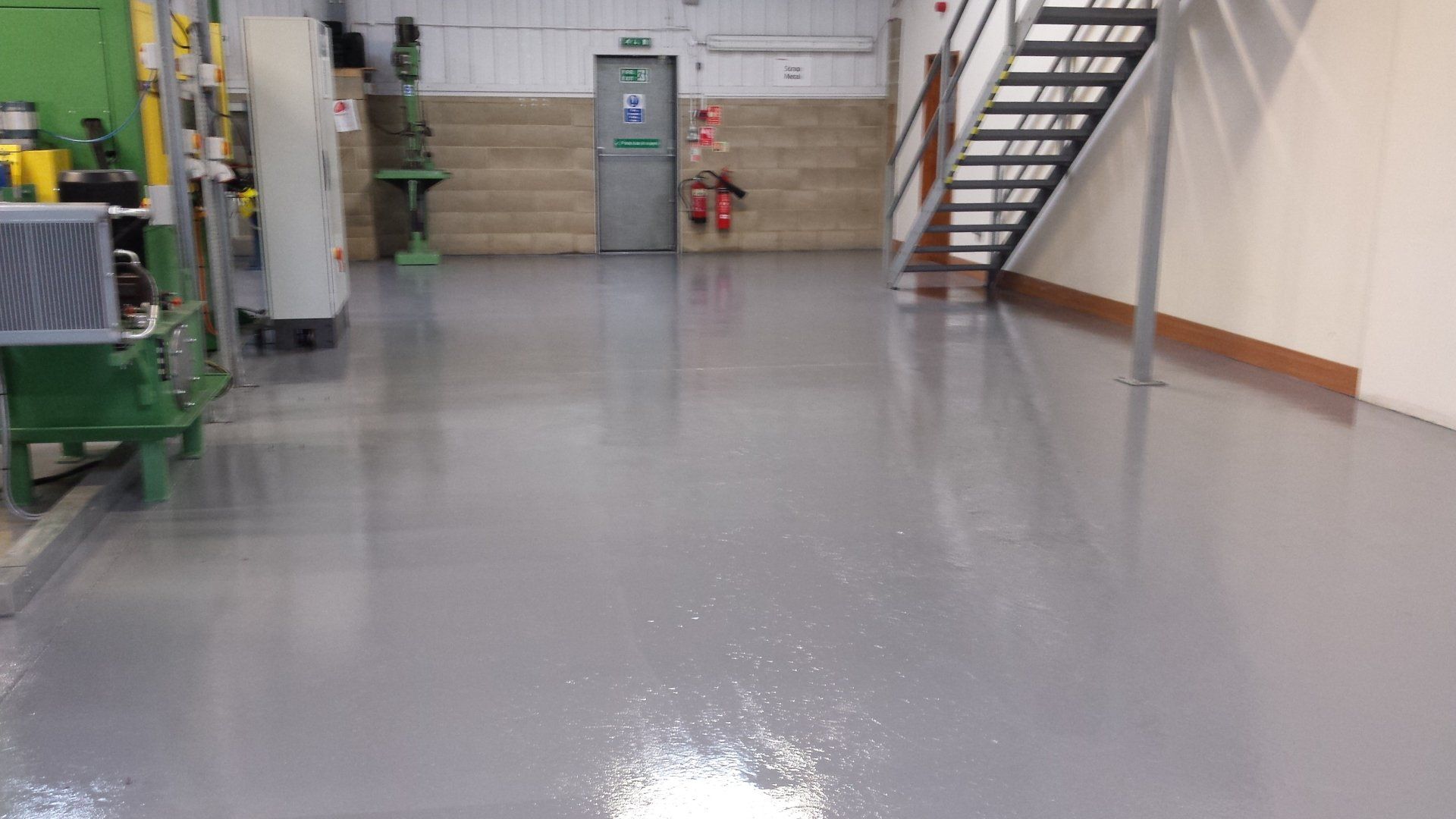 Resin floor coating to factory area.