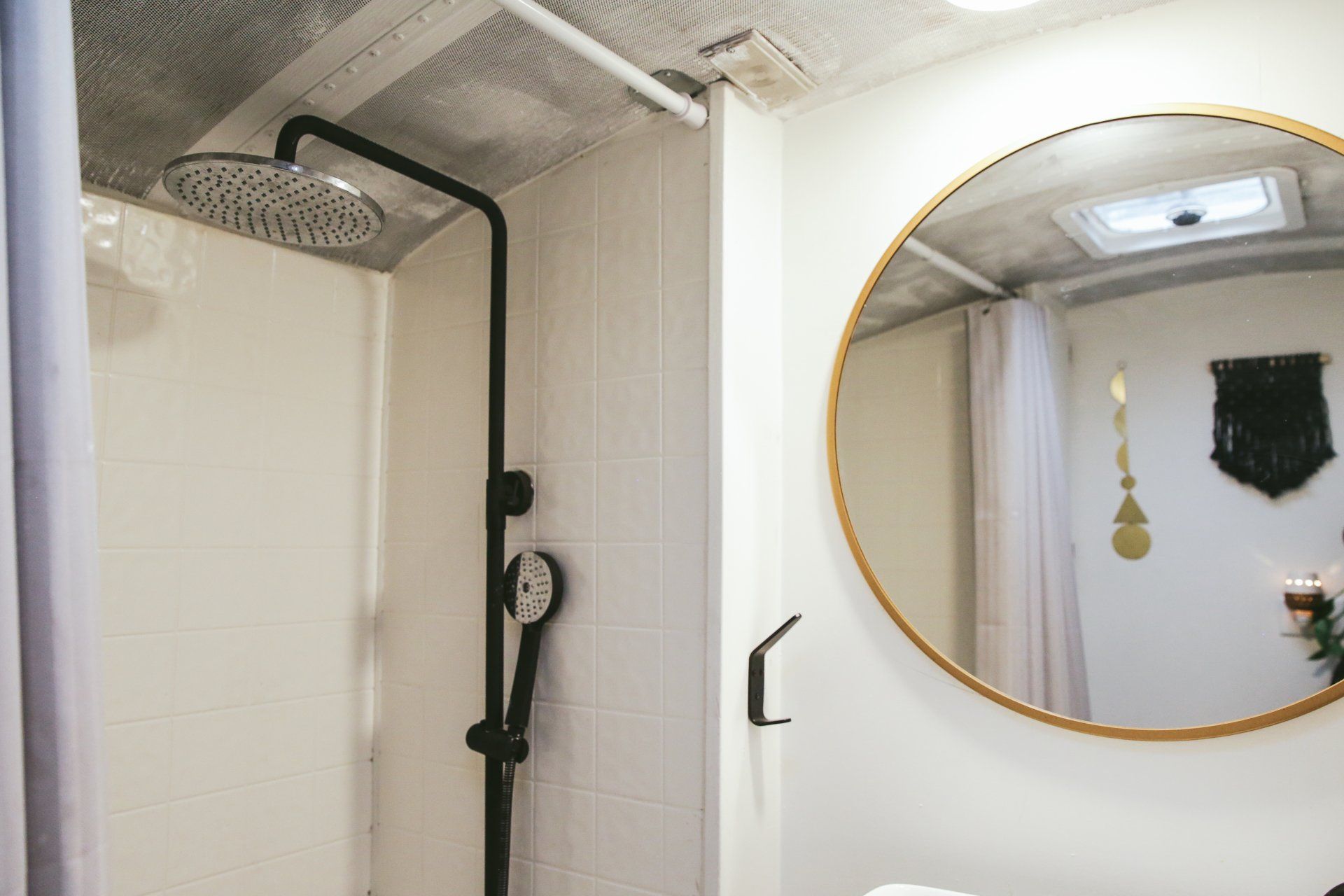 tiny living bathroom school bus conversion