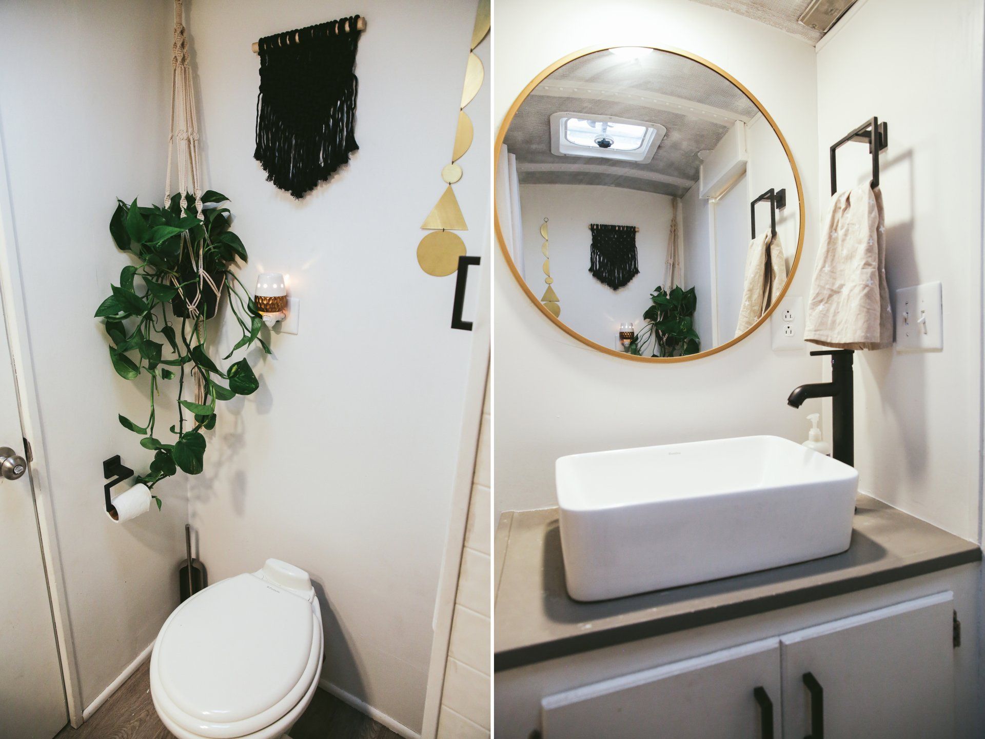 tiny living bathroom school bus conversion