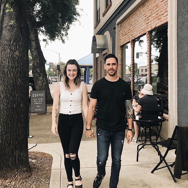 Debbie and Gabriel Mayes hold hands as they smile about how to make money on Instagram.