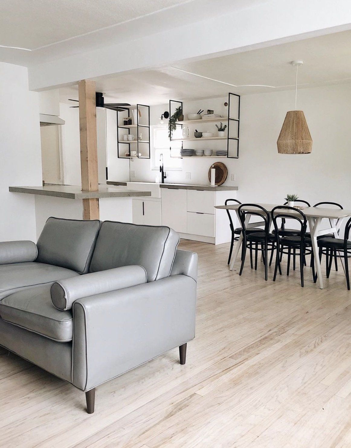An image of The Mayes Team's new modern kitchen after a renovation on a budget to their tiny home in Northern California.