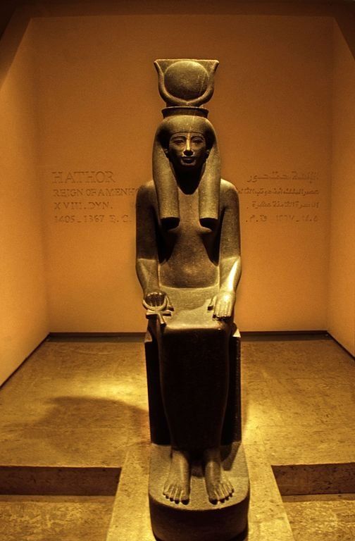 Statue of Goddess Hathor holdin the Ankh symbol, Luxor museum Statue of the goddess Hathor holding the ankh, Luxor Museum.