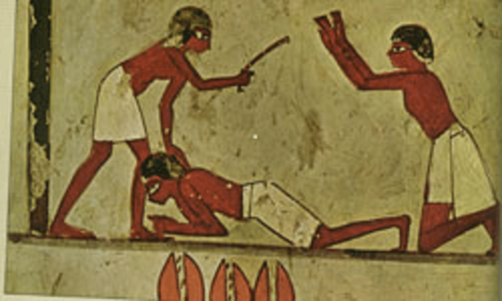 Beating a criminal in Ancient Egypt Criminal beating in Ancient Egypt