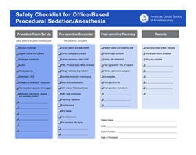 A safety checklist for office based procedural sedation / anesthesia