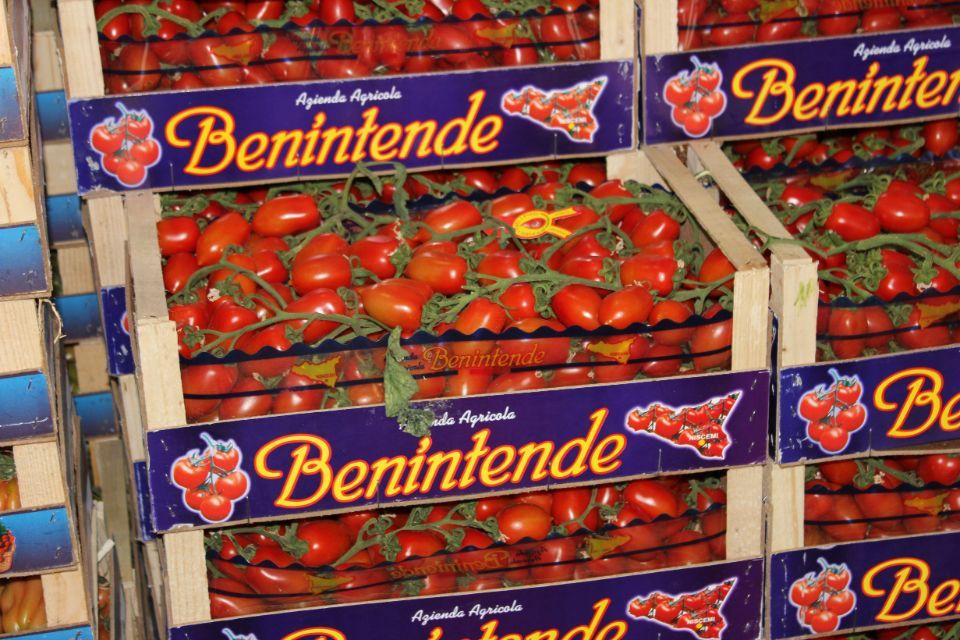 cassette di pomodoro pronte per la consegna
