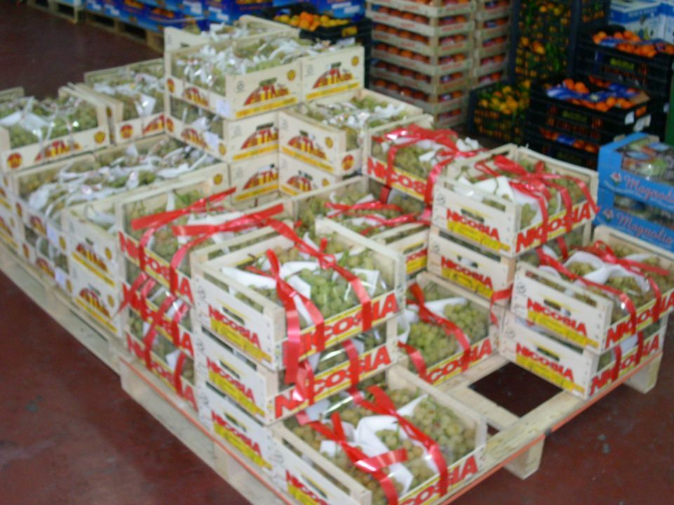 cassette di uva bianca