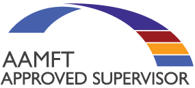 Aamft approved supervisor logo with a rainbow in the middle
