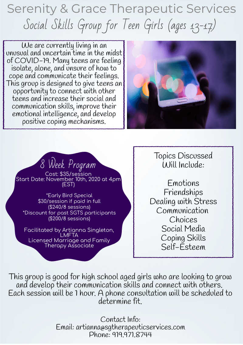 A poster for serenity and grace therapeutic services