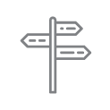 Signpost with three directional arrows.