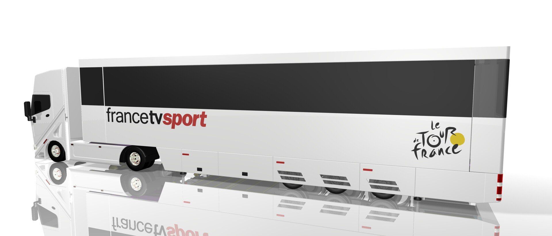 White Transdev Sport coach bus with black and red branding on a white background