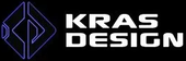 Purple geometric logo with the words “KRAS DESIGN” in white on a black background