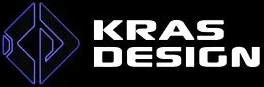 Purple geometric logo with the words “KRAS DESIGN” in white on a black background