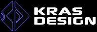 Purple geometric logo with the words “KRAS DESIGN” in white on a black background