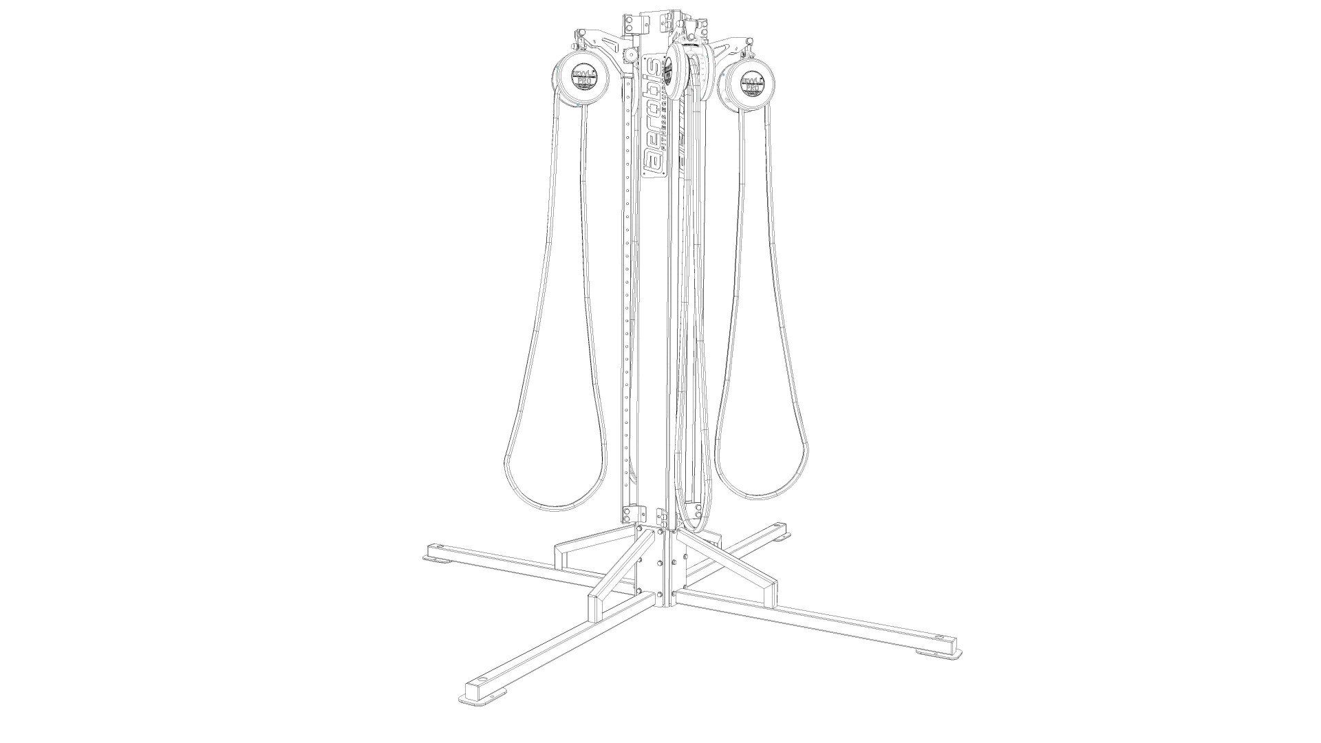 Vintage sketch of a standing mechanical scale with hanging chains and a central column
