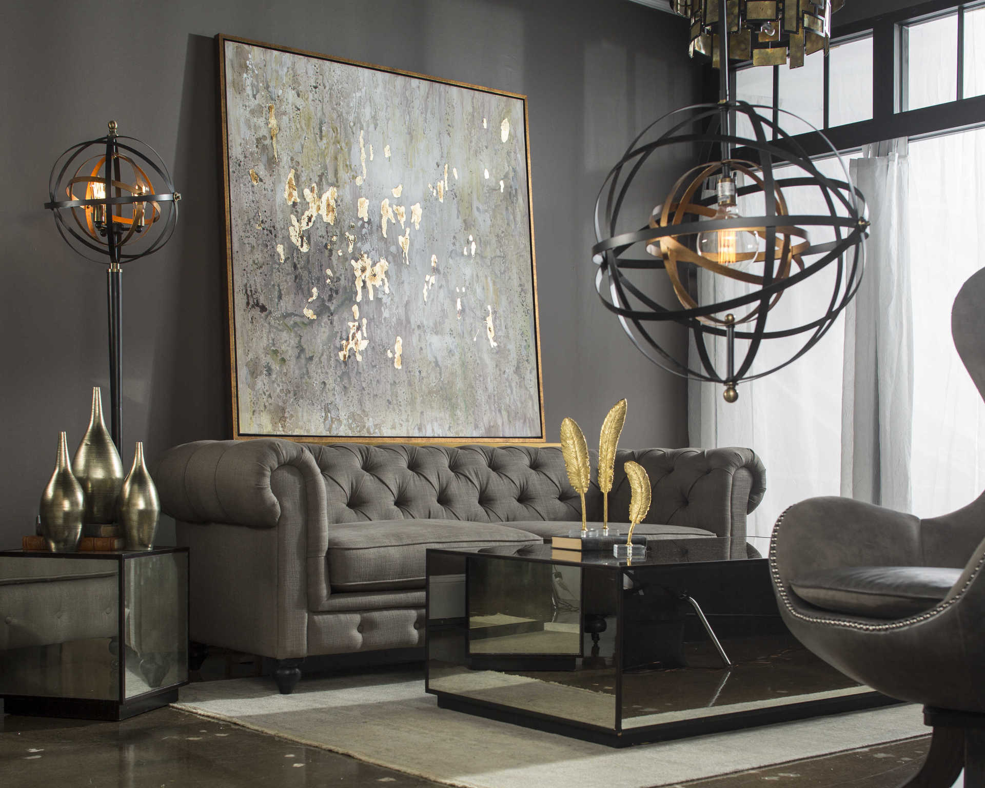 Living room furniture, home décor, window coverings, and home lighting on display in Laredo, TX
