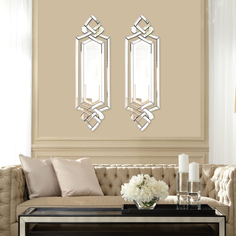 Beige Living Room Furniture and Stylish Mirrors