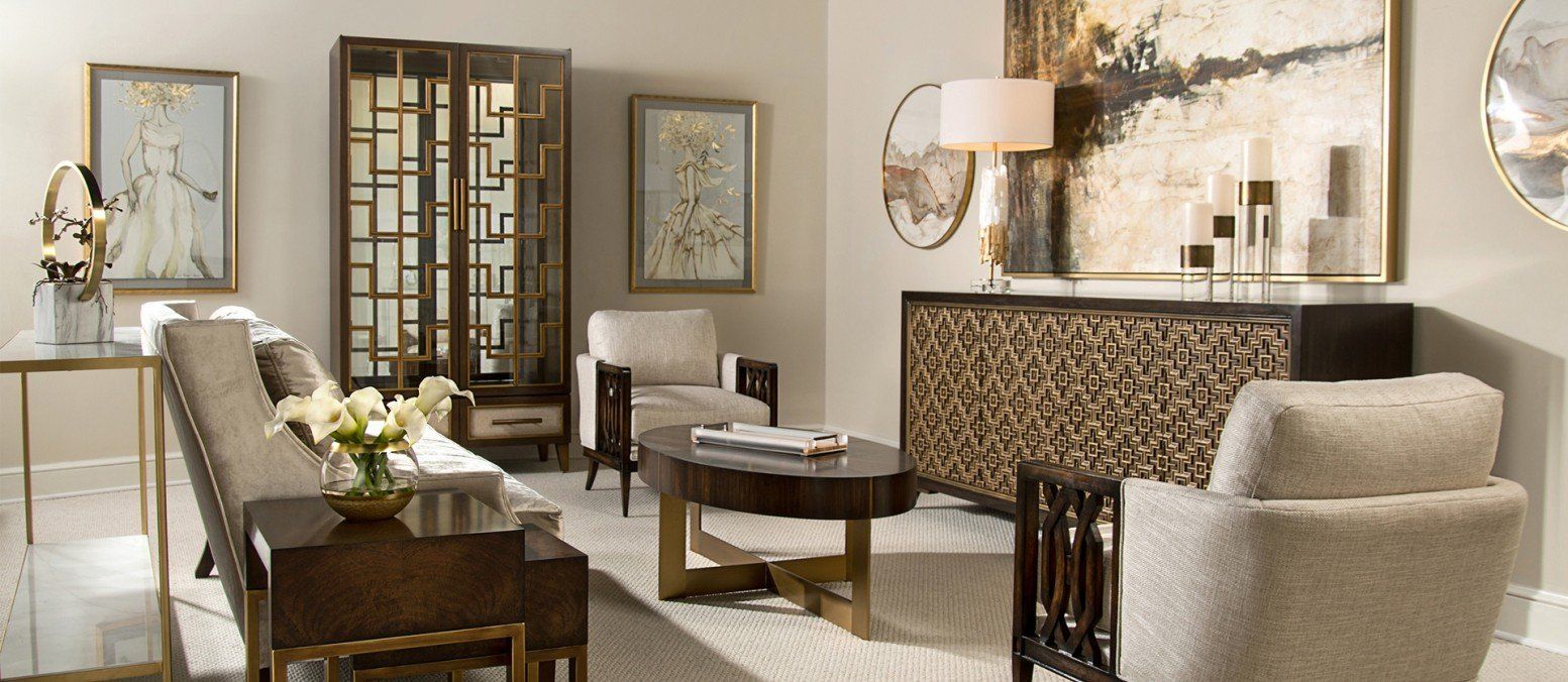 Contemporary Living Room Featuring Round Table