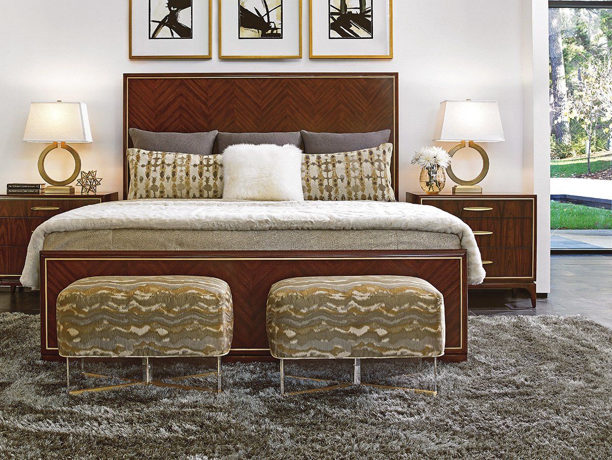 gold and hardwood bedroom décor