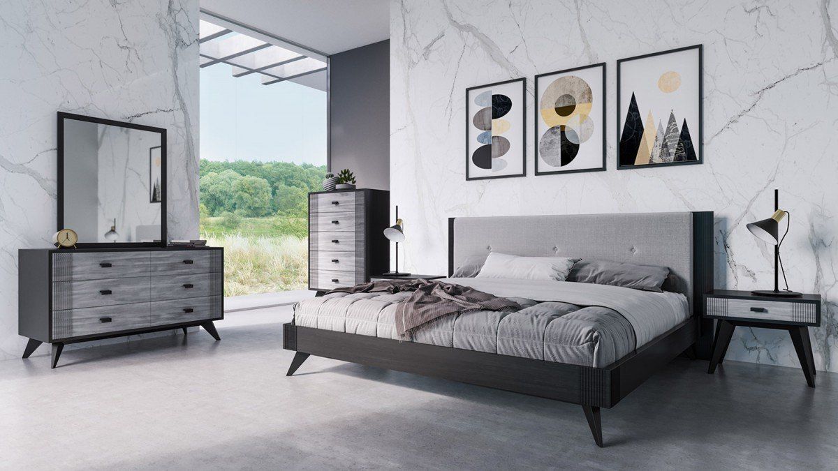 sleek modern neutral tone bedroom design
