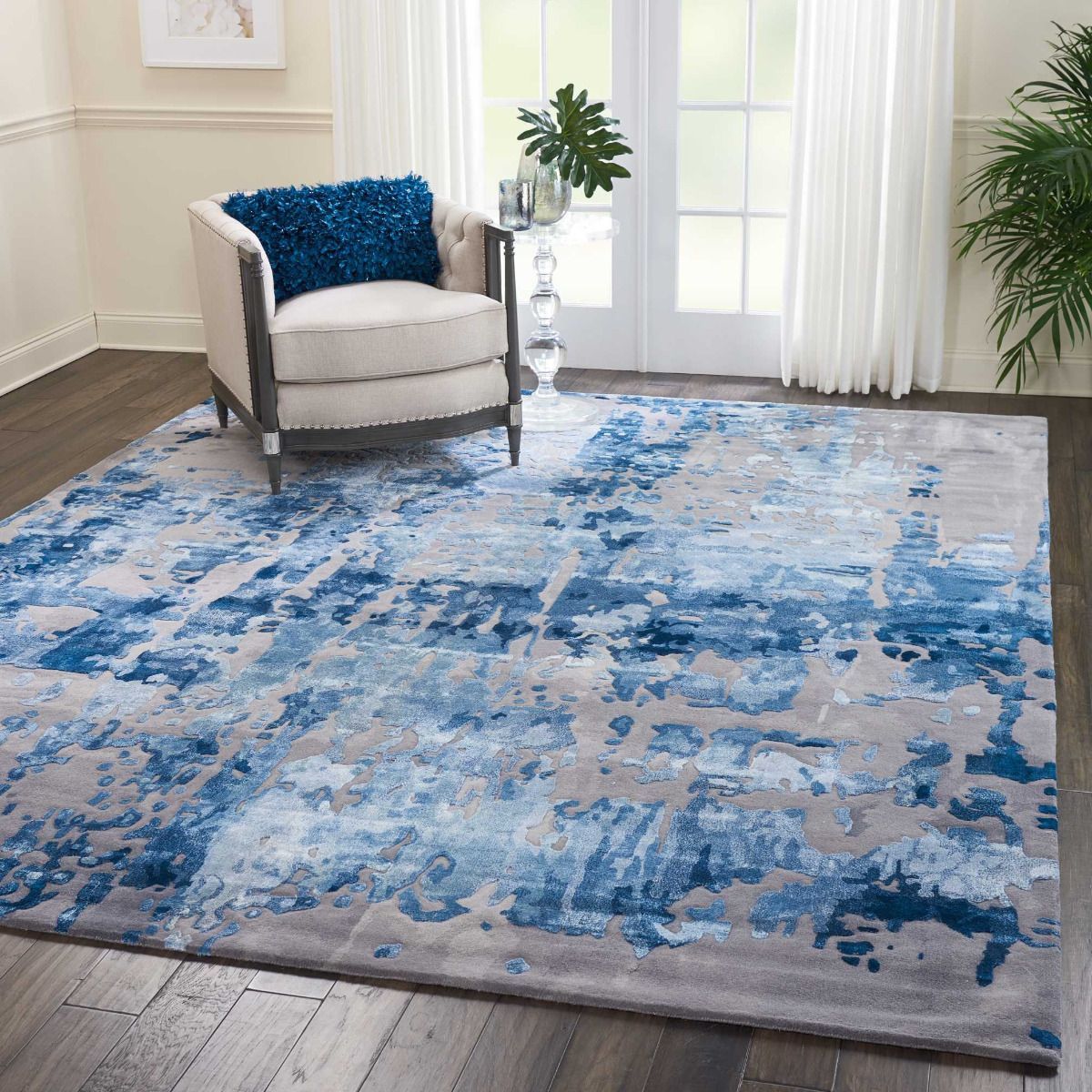 Blue & Grey Abstract Area Rug