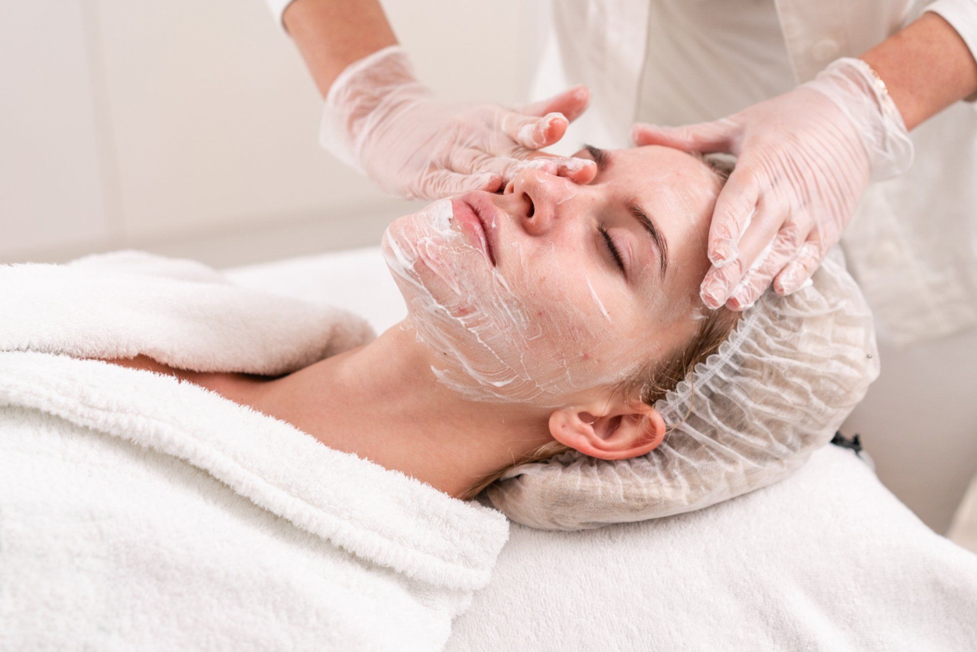 Woman getting facial