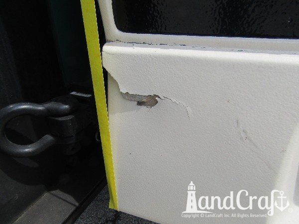 Country Coach motor coach with major front end structural damage