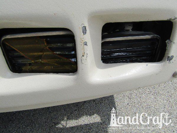 Country Coach motor coach with major front end structural damage