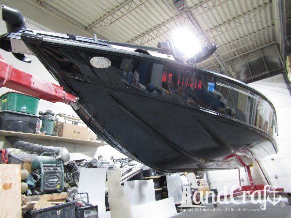 Picture of repaired and refinished bottom of an aluminum boat