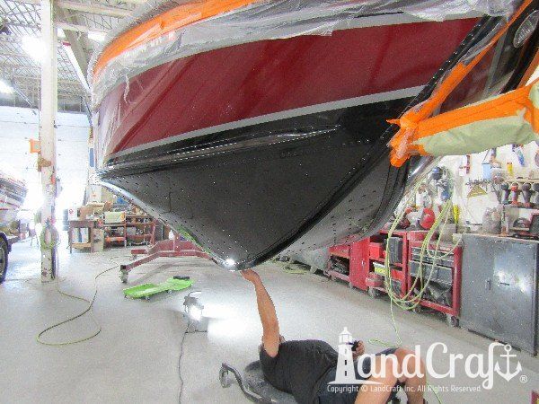 Aluminum boat that has just been refinished