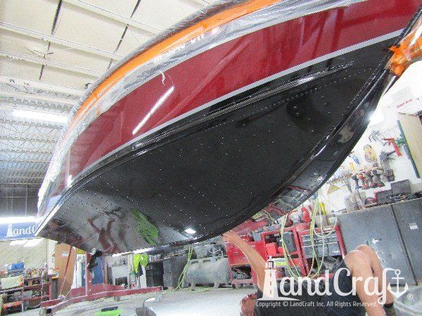 Aluminum boat that has just been refinished