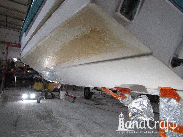 Malibu Echelon exterior gelcoat restoration in process
