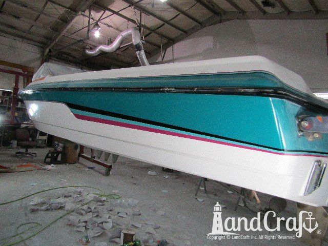 Malibu Echelon exterior gelcoat restoration in process