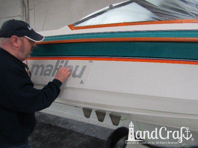 Malibu Echelon new decals getting applied over restored gelcoat finish