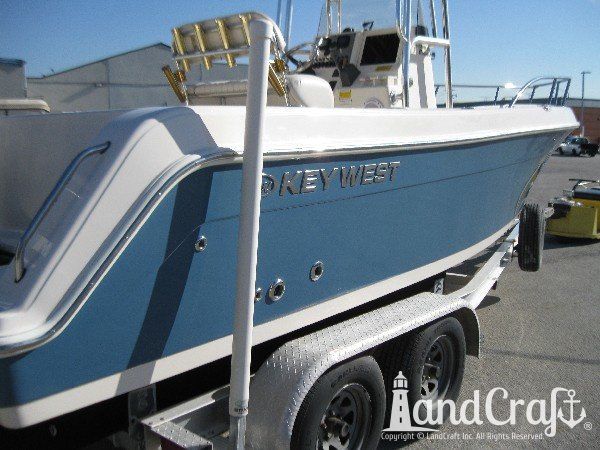 Key West fiberglass boat with refurbished and glossy gelcoat finish