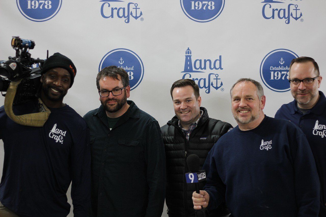 WGN TV's Mike Lowe with Charles Tillman and Keith Lekberg at LandCraft