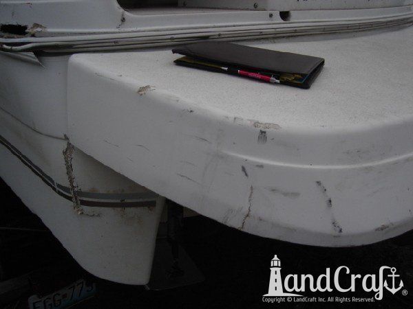 Boat with fiberglass structural damage from impact