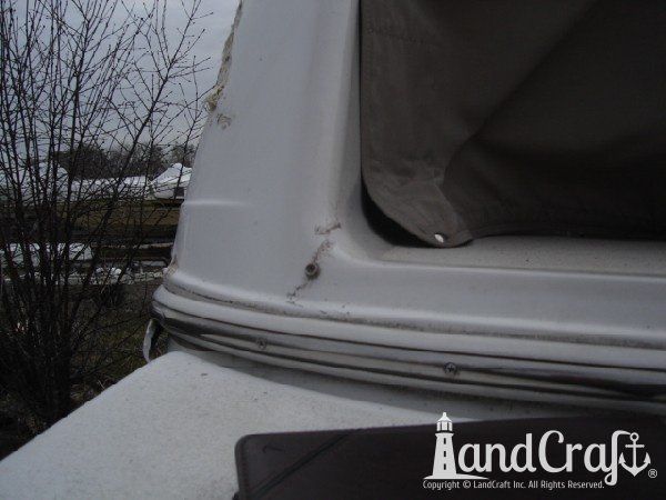 Boat with fiberglass structural damage from impact