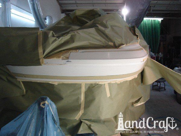 Gelcoat repair is in process