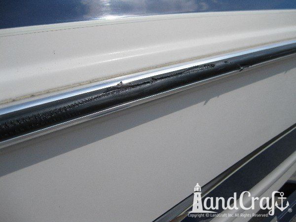 Boat rubrail deep scrape damage