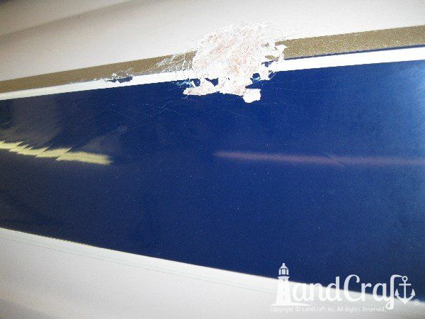 Boat fiberglass and gelcoat impact damage