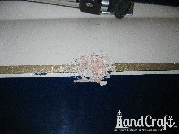 Boat fiberglass and gelcoat impact damage