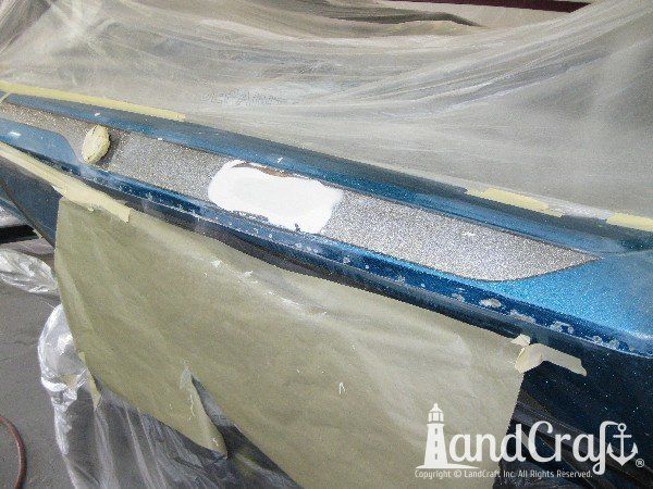 Repairing gouges on a fiberglass and metalflake Ranger boat
