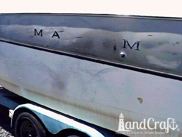 Maxum boat with dirty, faded and chalky exterior finish
