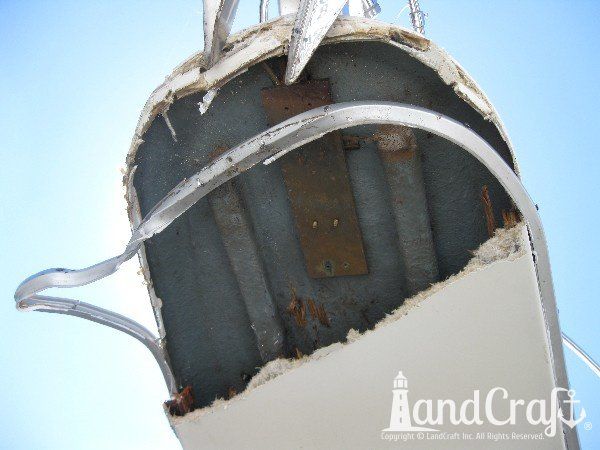 Boat bow pulpit collision damage