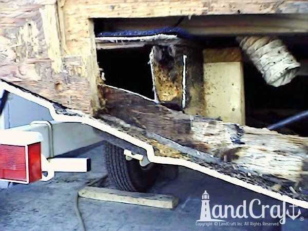 Rotted wood transom core removed