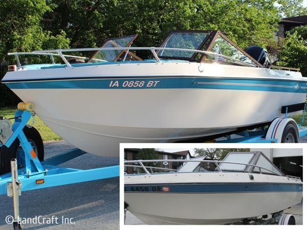 Before and after picture of a boat restoration